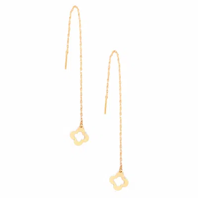 Sarvin Women's Clover Threader Earrings Gold
