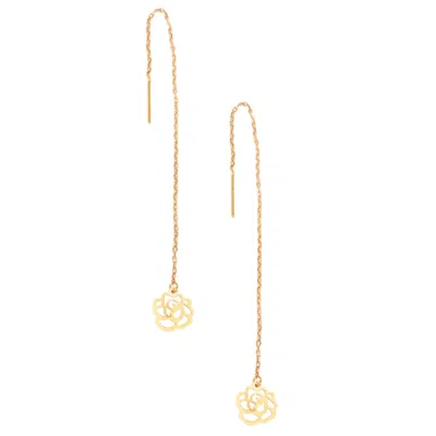 Sarvin Women's Flower Threader Gold Earring
