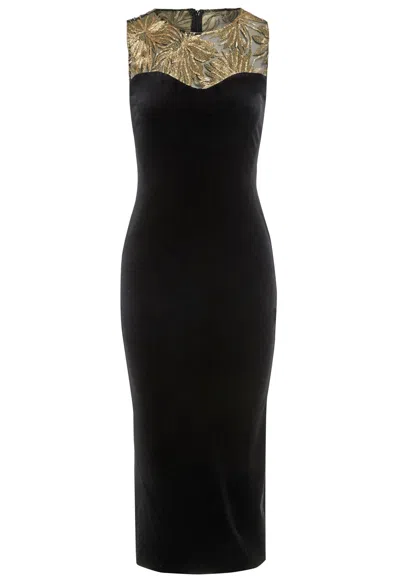 Sarvin Women's Gold / Black Sweetheart Neckline Dress In Gold/black