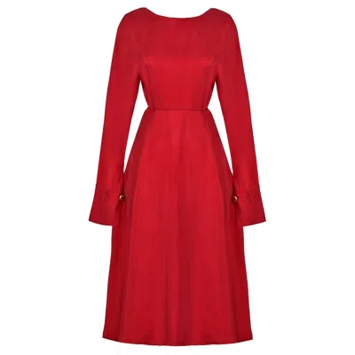 Sarvin Women's Shay Red Long Sleeve Backless Dress