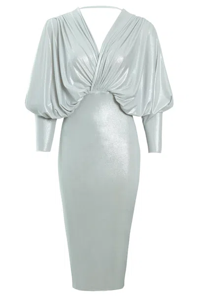 Sarvin Women's Silver Batwing Sleeve Dress