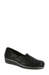 Sas Women's Bliss Slip On Wedge - Double Wide In Black Leopard In Black Leopard