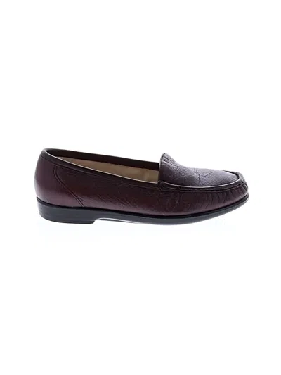 Pre-owned Sas Flats In Burgundy