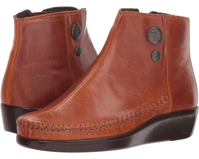 Sas Jade Bootie Women's 7.5 Brown Leather Side Zip Round Toe Ankle Boots Zpo1664 (brown,7.5)