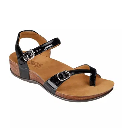 Sas Pampa Sandal - Wide In Black Patent