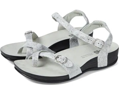 Sas Pampa Sandal Women's Us 10 Gray Leather Comfort Toe Loop Ankle Strap Khd1414