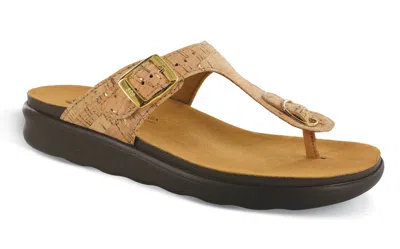 Sas Sanibel T-strap Slide Sandal In Golden Cork