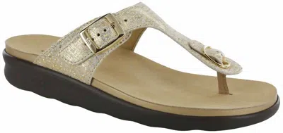 Sas Sanibel T-strap Slide Sandal In Shiny Gold