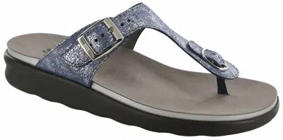 Sas Sanibel T-strap Slide Sandal In Silver Blue