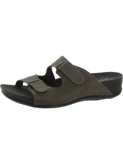 Sas Seaside Womens Leather Slip On Slide Sandals In Grey