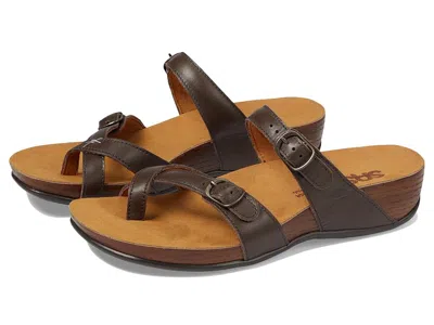 Sas Shelly Adjustable Toe Loop Slide Sandal In Brown