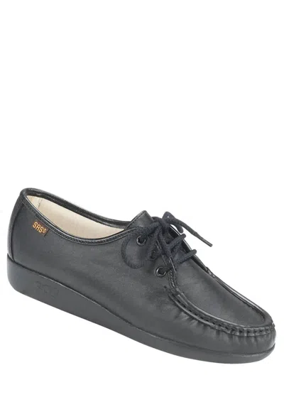Sas Siesta Lace Up Loafer - Wide In Black In Grey