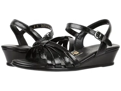 Sas Strippy Wedge Sandal In Black