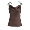 Sasha La Mer Women's Brown Uma Top, Color Dark Chocolate In Brown