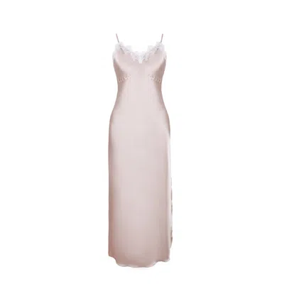 Sasha La Mer Women's Silver / Pink / Purple Elisabeth Silk Slip Dress, Color Silver Shadow Pearl In Silver/pink/purple