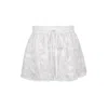 Sasha La Mer Women's White Diana Pure Jacquard Silk Shorts, Length Short In White