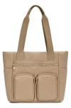 Sasha + Sofi Large Pocket Tote Bag In Beige