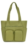 Sasha + Sofi Large Pocket Tote Bag In Green