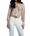 Sasha+z Floral Long Sleeve Blouse In Pink Multi In Pink