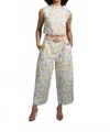 Sasha+z Floral Printed Cotton Pants In Multi In White