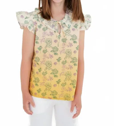 Sasha+z Kids' Floral Sketched Ombré Top In Yellow