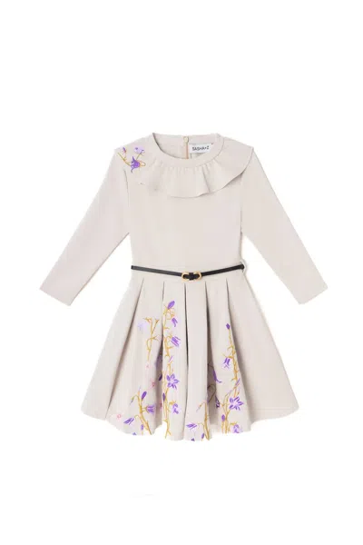 Sasha+z Kids' Girls Belt & Embroidery Nylon Dress In Beige In Multi