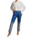 Sasha+z Pintuck Ombre Denim Pants In Blue In Blue