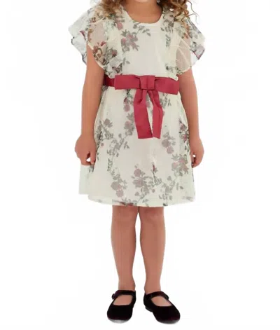 Sasha+z Kids' Tulle Rose Dress In White In Multi