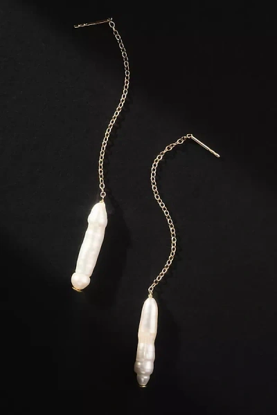 Saskia Diez Baton Drop Earrings In White