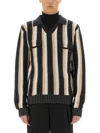 Sasquatchfabrix Striped Flap-pocket Sweater In Black