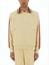 Sasquatchfabrix Luxe Zip-up Jacket With Striped Detailing In Neutral