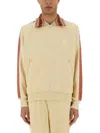 Sasquatchfabrix Luxe Zip-up Jacket With Striped Detailing In Neutral