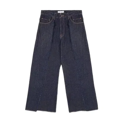 Sasquatchfabrix Wide-leg Denim Pants With High Waist In Blue