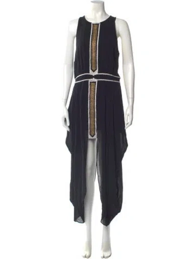 Pre-owned Sass & Bide Colorblock Pattern Long Dress In Blue