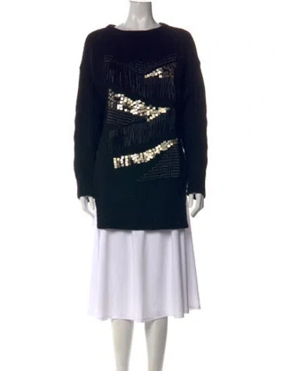 Pre-owned Sass & Bide Graphic Print Crew Neck Sweater In Black