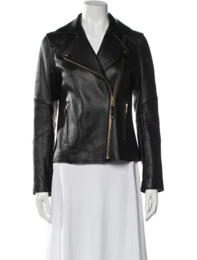 Pre-owned Sass & Bide Leather Biker Jacket In Gray