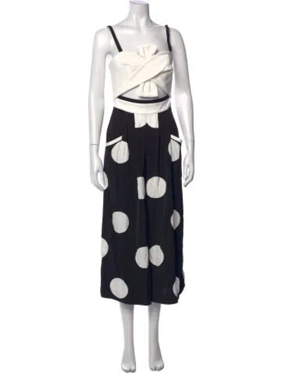 Pre-owned Sass & Bide Polka Dot Print V-neck Jumpsuit In Black