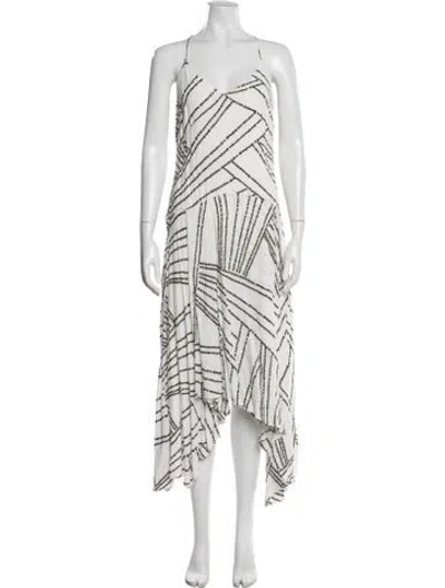 Pre-owned Sass & Bide Printed Midi Length Dress In White