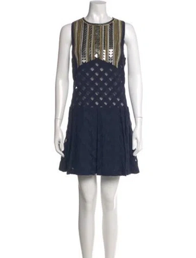 Pre-owned Sass & Bide Printed Mini Dress In Blue