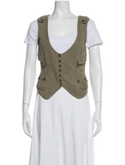 Pre-owned Sass & Bide Silk Vest In Green