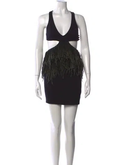Pre-owned Sass & Bide V-neck Mini Dress In Black