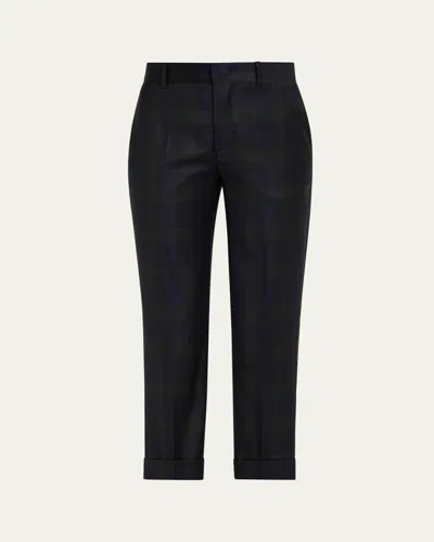 Sasuphi Angela Check Slim-leg Crop Trousers In Black