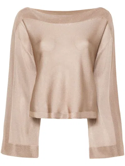 Sasuphi Boat Neck Sweater In Beige