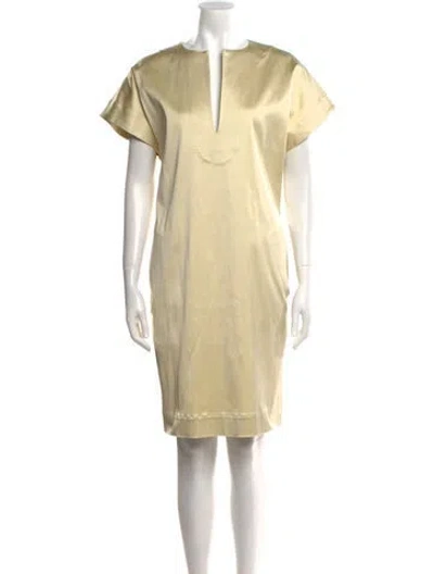 Pre-owned Sasuphi Crew Neck Knee-length Dress W/ Tags In Yellow
