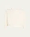Sasuphi English Ribbed Three-quarter Sleeve Wool Cashmere Sweater In Ivory