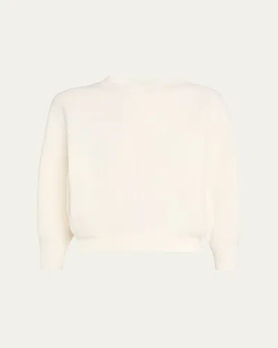 Sasuphi English Ribbed Three-quarter Sleeve Wool Cashmere Sweater In Ivory