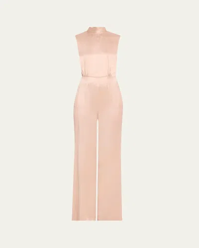 Sasuphi Nicole Wide Leg Silk Jumpsuit In Rosewood