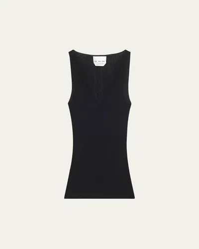 Sasuphi Ribbed V-neck Silk Cashmere Tank Top In Black