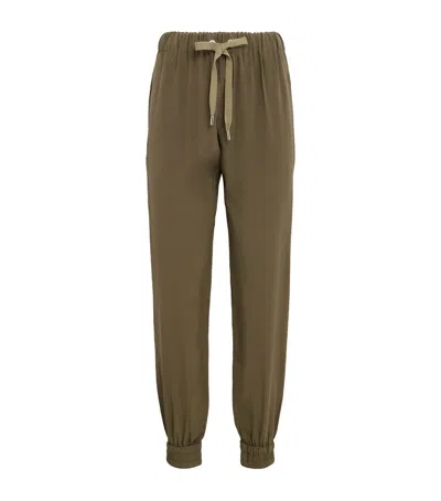 Sasuphi Silk Crepe Valentina Sweatpants In Brown