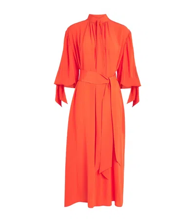 Sasuphi Silk Susanna Midi Dress In Orange